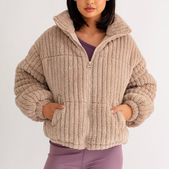 The Wild Clover Jackets & Blazers - ❌SOLD OUT❌ INTO THE STORM BROWN SHERPA PUFFER JACKET